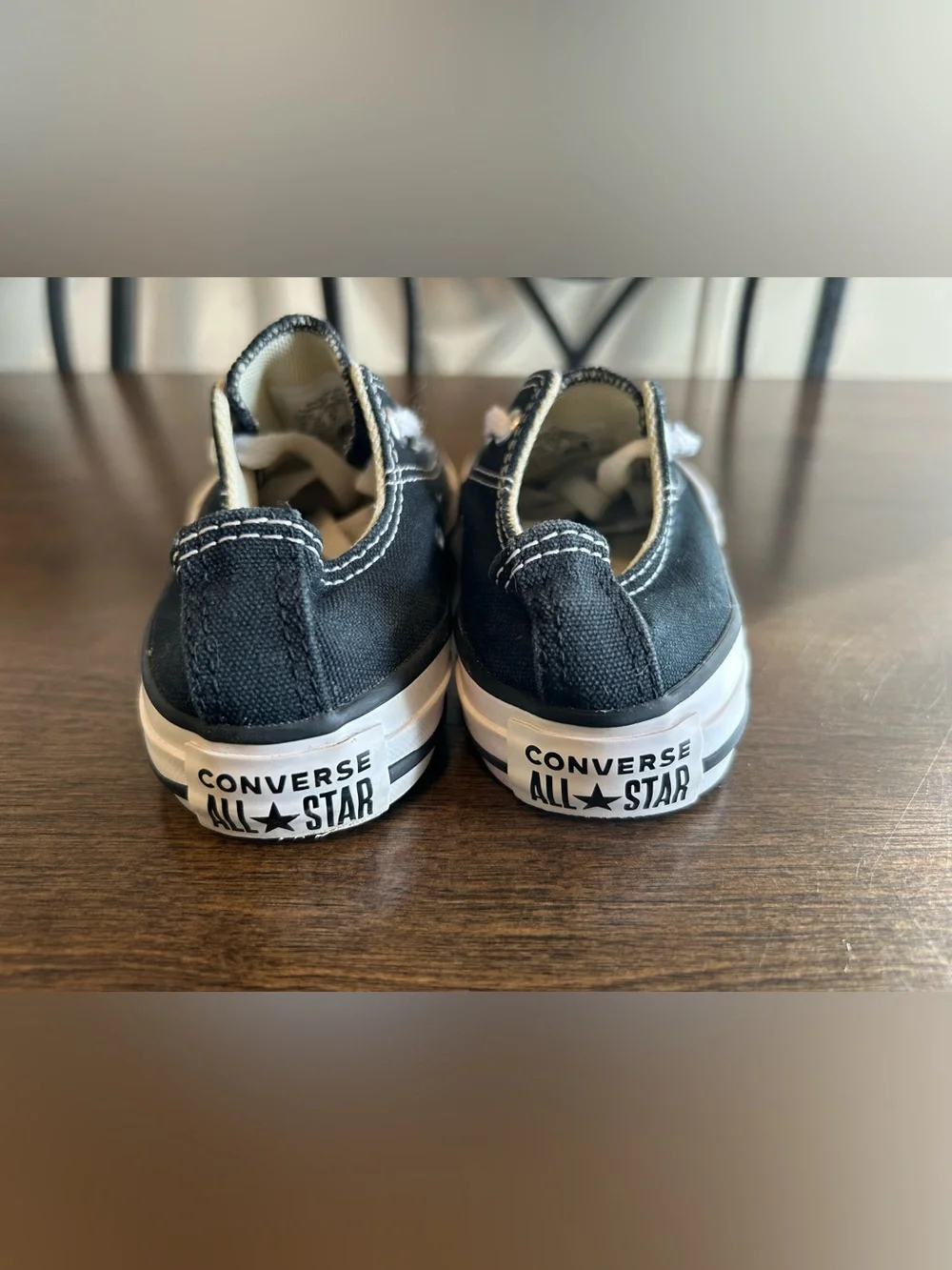 Converse Kids Sz 11 Black Low-Top Canvas Sneakers with White Accents